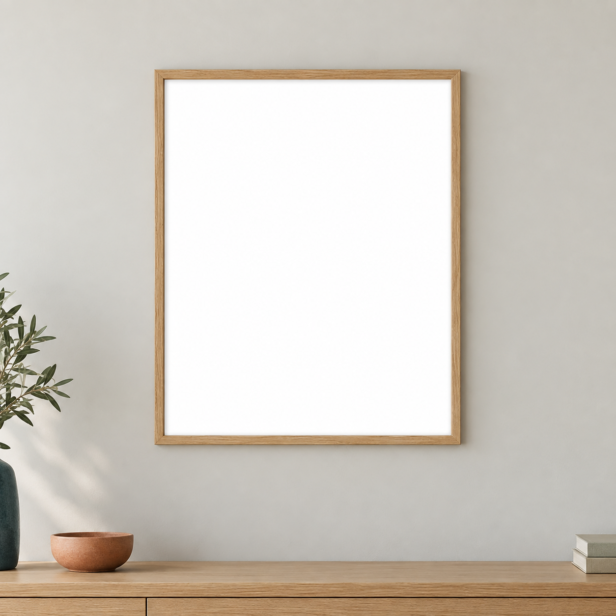 Illustrative modern interior with an oak frame