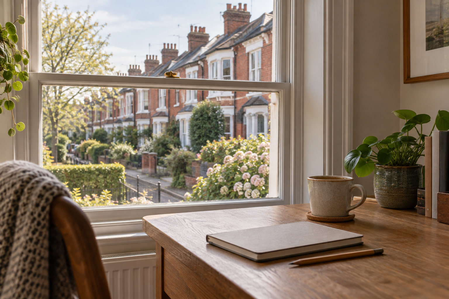 Illustrative British residential architecture and a notebook for exploring property questions